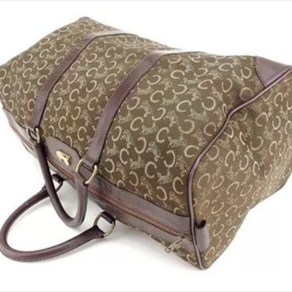 Celine Boston bag Macadam Brown Canvas Leather Woman Authentic Used - Picture 4 of 11